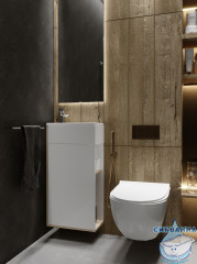 Тумба подвесная 1Marka Laura 40П с раковиной Laura 40 дуб сонома L