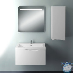 Тумба подвесная 1Marka Этюд 58 (1 ящик) с раковиной Анита 58 белый глянец