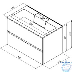 Мебельная раковина Aquanet Фортуна 80