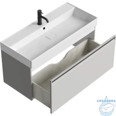 Тумба подвесная Aqwella Pure 100 серый туман, с раковиной Aqwella Вилис 100