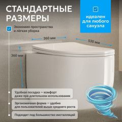 Унитаз подвесной безободковый Abber Bequem AC1104TN с сиденьем Soft Close (микролифт) (белый)