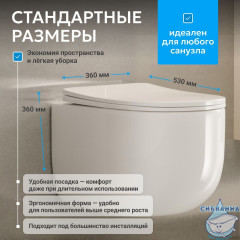 Унитаз подвесной безободковый Abber Bequem AC1104TN с сиденьем Soft Close (микролифт) (белый)