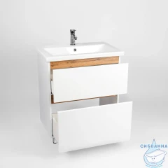 Тумба Viant Мальта 70Н с раковиной Como 70 белый/дуб вотан