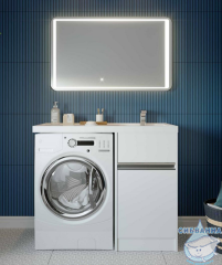 Тумба Акватон Лондри 40 белый глянец с раковиной Лондри 105