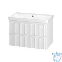 Тумба подвесная Brevita Victory 80 белый матовый с раковиной Dreja Luxury 80