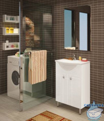 Тумба Акватон Фиджи 60 с раковиной Селигер 60 белый глянец