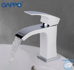 Смеситель для раковины Gappo G1007-8 (без донного клапана) (хром/белый)