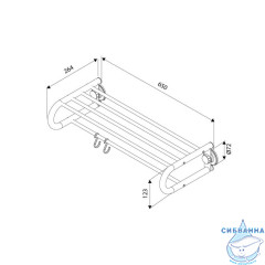 Полотенцесушитель с полкой, проволока стальная, черный матовый, Easy, Milardo, EASBWS2M49