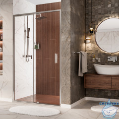 Дверь в нишу Wasserkraft Berkel 110 см профиль хром, стекло прозрачное 48P13