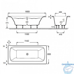 Ванна из искусственного камня Jacob Delafon Elite 180x80 с ножками