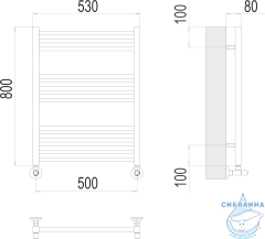 Полотенцесушитель водяной Terminus Сицилия П12 50х80 (нижнее подключение)