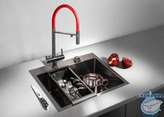 Смеситель для кухни Omoikiri Kanto 4994013 (вороненая сталь/красный)