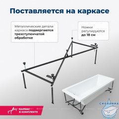 Акриловая ванна Aquanet Grace 180х80 с каркасом