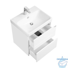 Тумба Акватон Сканди 55 белый глянцевый/белый матовый с раковиной Адриана 55