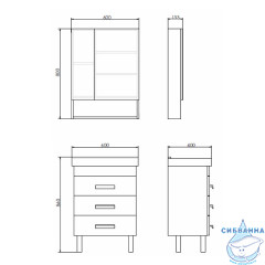Тумба напольная Comforty Никосия 60Н дуб белый с раковиной Fest 60