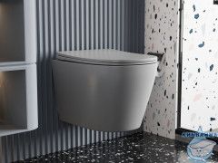 Унитаз подвесной безободковый Abber Bequem AC1102MG  с сиденьем Soft Close (микролифт) (серый матовый)