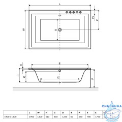 Ванна акриловая Excellent Crown Lux 190x120