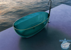 Ванна из полиэфирной смолы ABBER Kristall 170х75 AT9703Aquamarin бирюзовая
