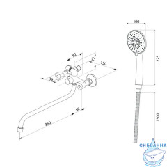 Смеситель для ванны с длинным изливом, Tring, Milardo, TRISB02M10