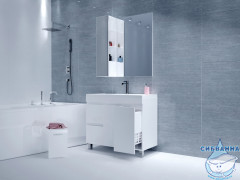 Пенал напольный 1Marka Cube 25 белый глянец