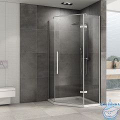 Душевое ограждение ABBER Ewiges Wasser AG05080 80x80 профиль хром, стекло прозрачный (без поддона)