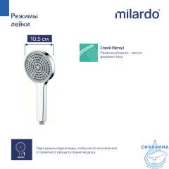 Лейка для душа Milardo Эссеншл 1 режим ESS1F10M18 (хром)