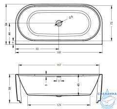 Акриловая ванна Riho Desire B2W Velvet 180х84 с каркасом BD0710500K00133