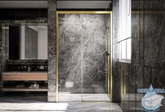 Дверь в нишу Veconi Premium Trento 140 профиль золото, стекло прозрачное PTD30-G-140-01-C4