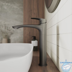 Смеситель для настольного  умывальника, графит, Rora, Milardo, RORGM01M01