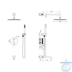 Душевая система Oliveeka Y-Line 300 1 режим OL-88939017-BG (золото матовое)