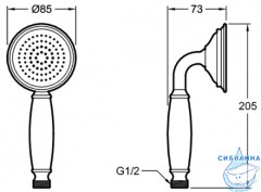 Ручной душ Jacob Delafon Louise 1 режим E24366-CP (хром/белый)