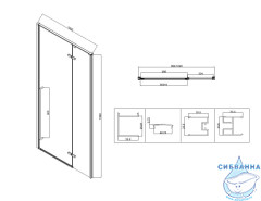 Дверь в нишу Vincea Слим-н 100 профиль черный, стекло прозрачное VDPH-5SN100CLB
