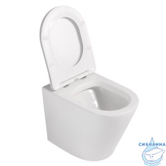 Унитаз приставной безободковый Abber Bequem AC1113 с сиденьем Soft Close (микролифт) (белый)