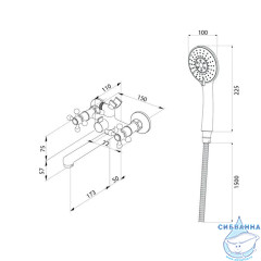 Смеситель для ванны, Duplex, Milardo, DUPSB02M02