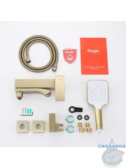 Смеситель для ванны Raglo R01.30.03 с душевым гарнитуром (сатин золотой)