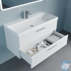 Тумба с умывальником, подвесная, 100 см, белый, Слайд Икс (Slide X), IDDIS, SLX10W0i95K подходит умыв. 4511000i28