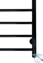 Полотенцесушитель электрический Санприз Аврора П6 40х60 с полкой (черный матовый) (подключение универсальное)