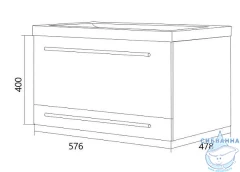 Тумба подвесная 1Marka Соната 58 (2 ящика) с раковиной Анита 58  белый глянец