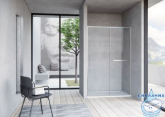 Дверь в нишу Vincea Slim Soft 120 профиль никель, стекло прозрачное VDS-1SS120CLBN