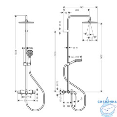 Душевая система Hansgrohe Vernis Blend Showerpipe 240 1 режим 26899670 (черный матовый)