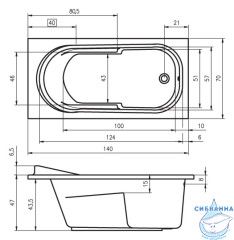 Акриловая ванна Riho Columbia 140x70 с каркасом