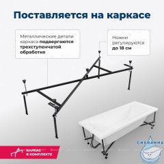 Акриловая ванна Aquanet Bright 175x70 с каркасом