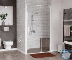 Дверь в нишу Wasserkraft Neime 120 см профиль белый, стекло прозрачное 19P05