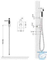 Встраиваемый смеситель с гигиеническим душем Timo Torne 4389/03SM (черный матовый)