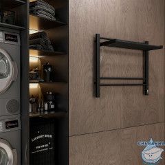 Полотенцесушитель электрический Terminus Горизонт П8 60х60 (с возможностью скрытого подключения, подключение справа) (черный муар)