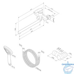 Смеситель для ванны AM.PM Gem F90A95000  с душевым гарнитуром (хром)