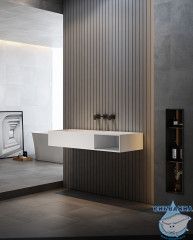 Тумба с раковиной ABBER Stein AS2640-1.0 R подвесная, белая матовая