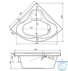 Акриловая ванна Santek Сан-Паулу 150х150 с каркасом