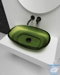 Раковина накладная прозрачная ABBER Kristall 60 AT2805Emerald зеленая