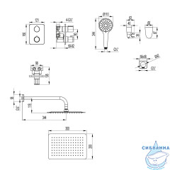 Душевая система Lemark Bronx 300 1 режим LM3749BL (черный матовый)